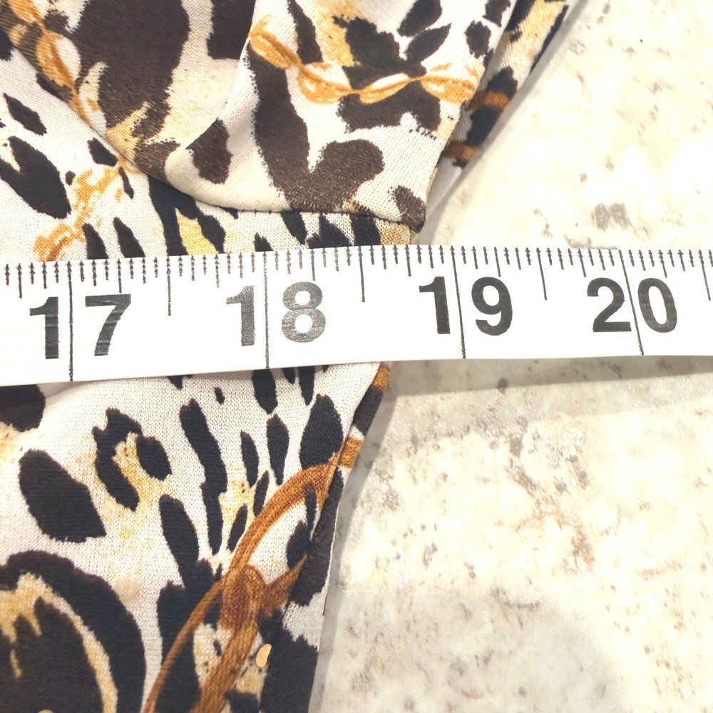 Cache Button Up Shirt Size Medium Gold Brown Leopard Chain Sequin Baroque - Picture 9 of 11